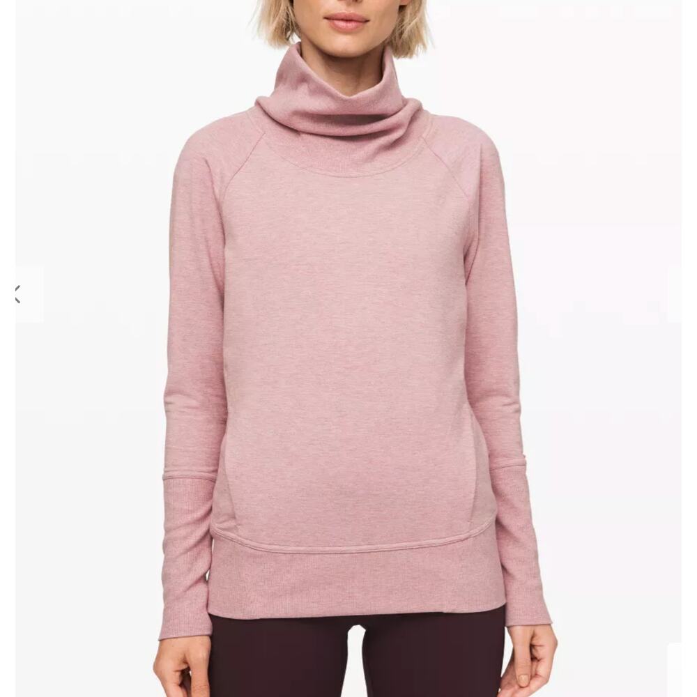 LULULEMON High Lines Modal Funnel Neck Pullover Heathered Vintage Mauve 10 Cozy
